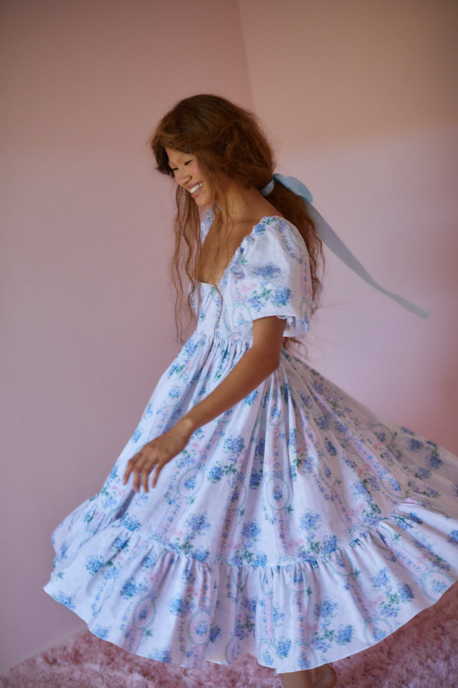 SELKIE La Belle Etoile French Puff Midi Dress