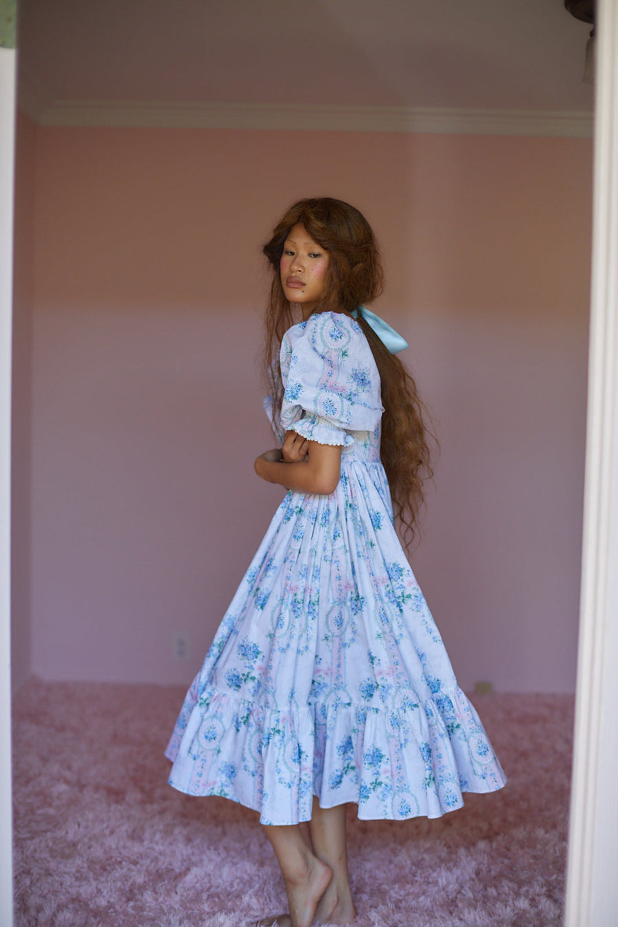 SELKIE La Belle Etoile French Puff Midi Dress
