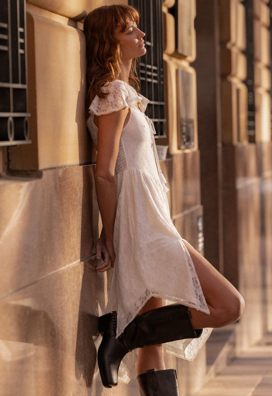 knee length dresses for ladies SPELL Glastonbury Lace Dress In Antique White