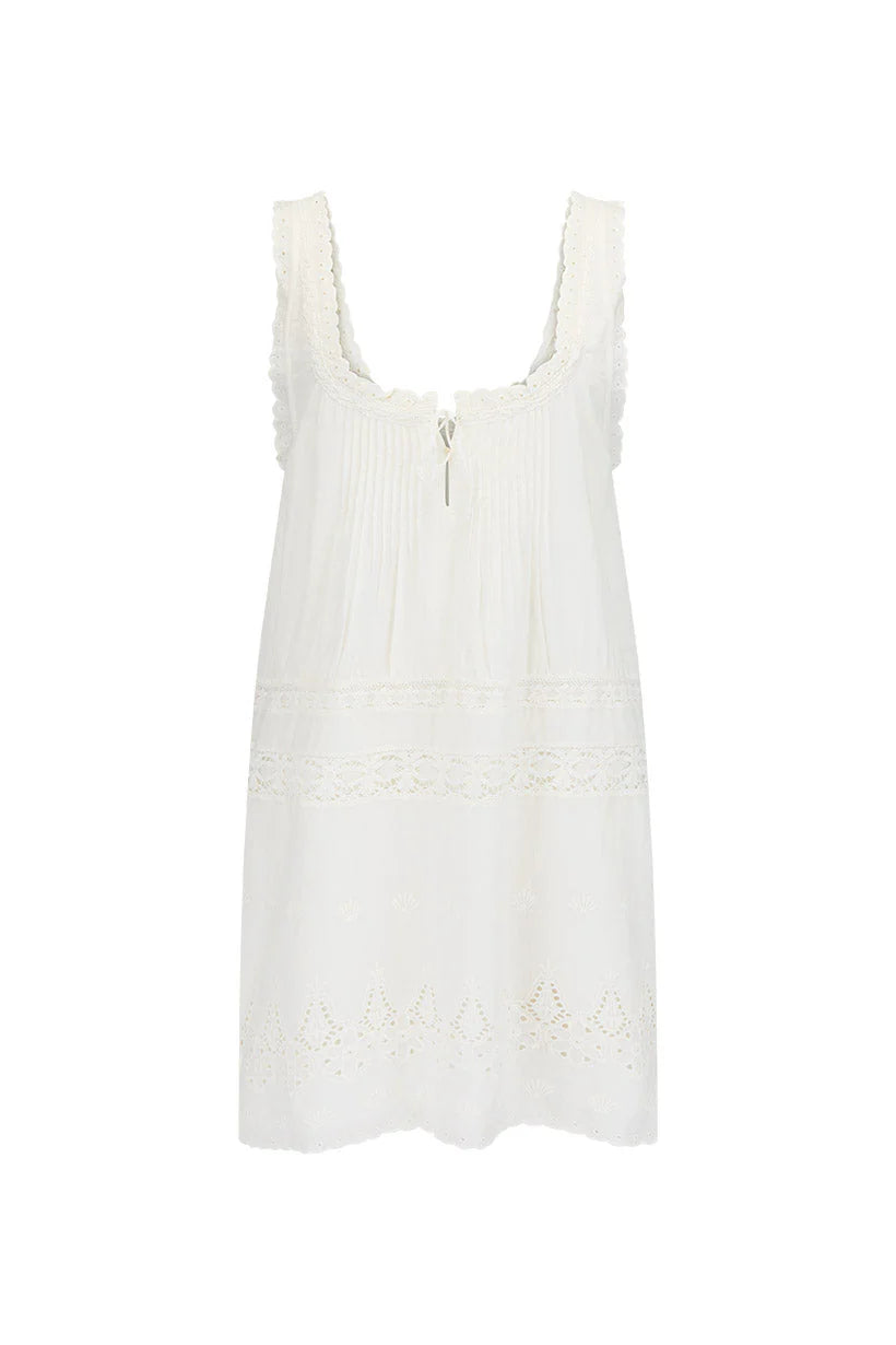 SPELL Maiden Lace Mini Dress In Antique White