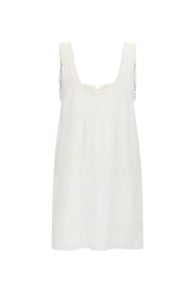 SPELL Maiden Lace Mini Dress In Antique White