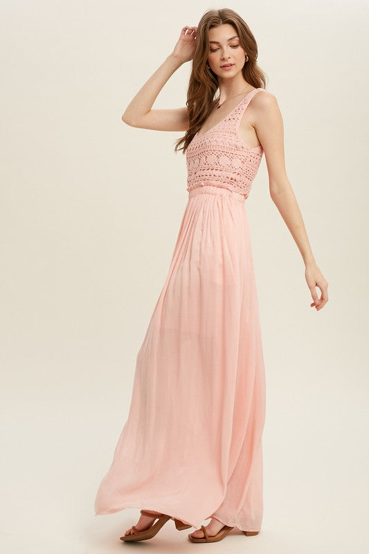 WISHLIST Nothing But The Best Crochet Lace Maxi Dress