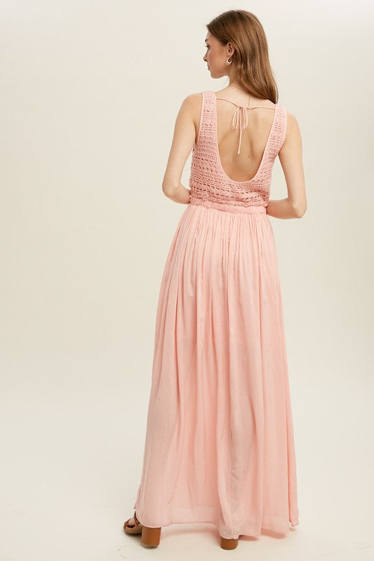 WISHLIST Nothing But The Best Crochet Lace Maxi Dress