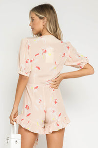 OLIVACEOUS Sassy And Sweet Floral Waist Tie Floral Romper