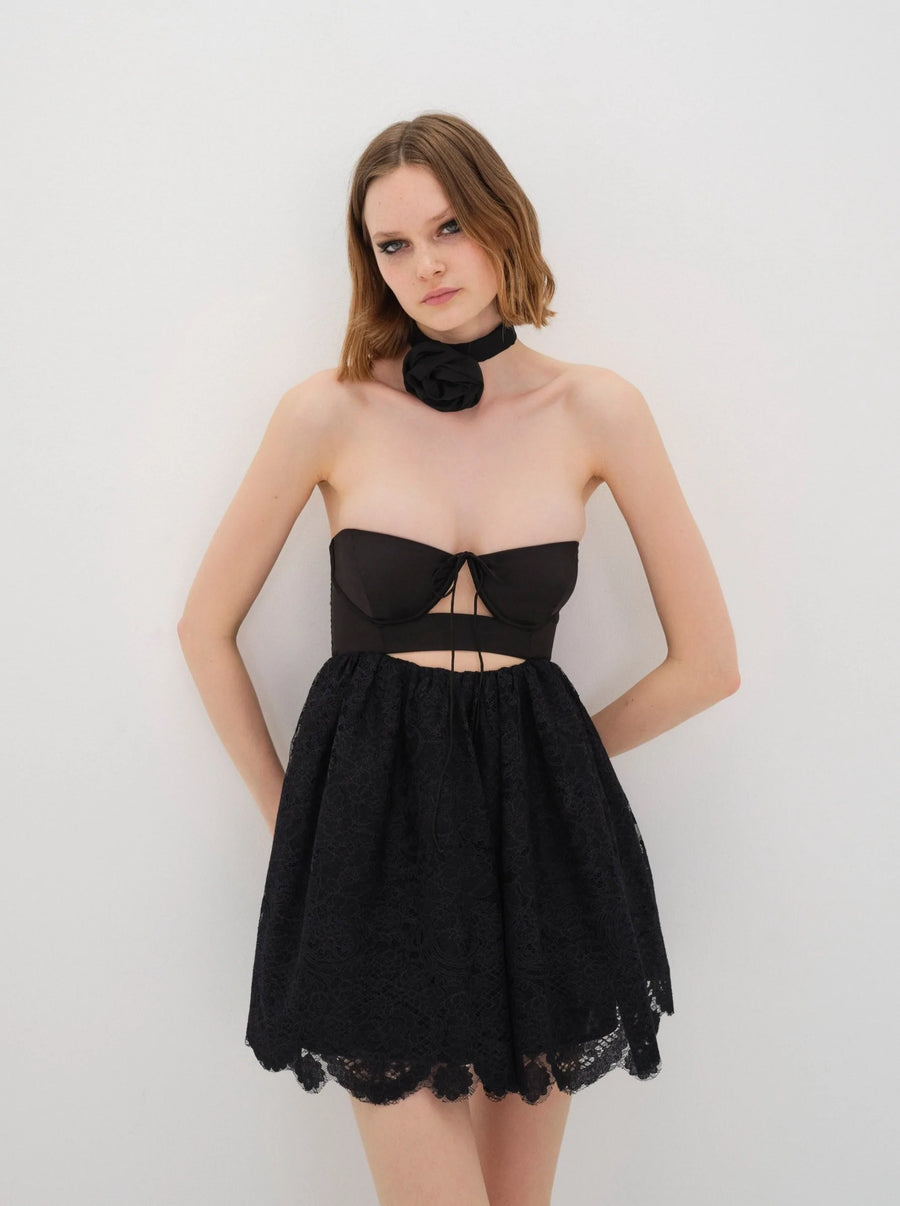 for love and lemons regina mini dress For Love & Lemons Lace Satin Bolero Mini Dress