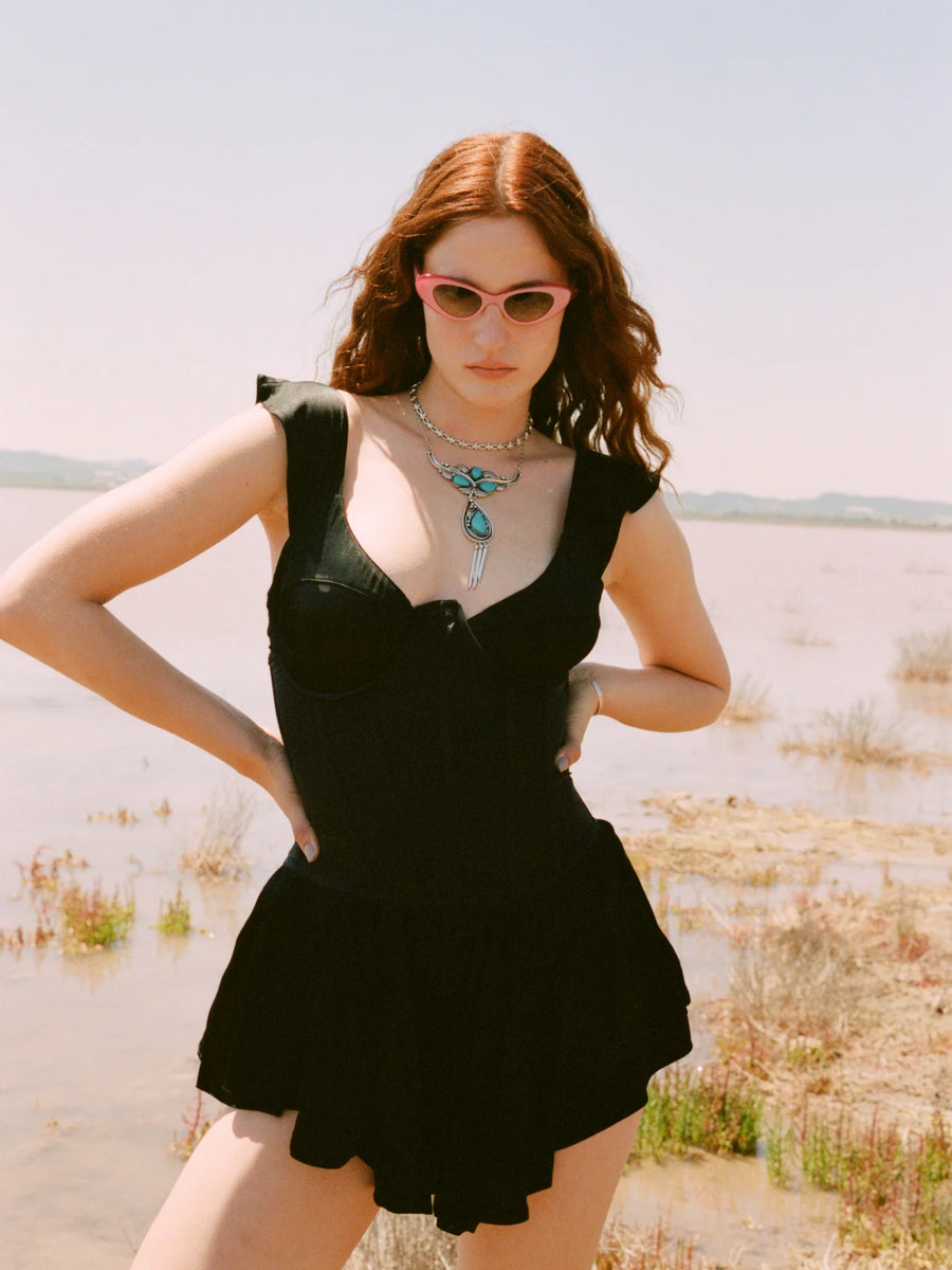 vanessa mooney elisabeth dress black Vanessa Mooney Elisabeth Romper Dress